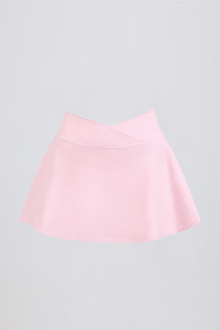 Brushed Jersey Crossover Mini Skort in Pale Pink Marl