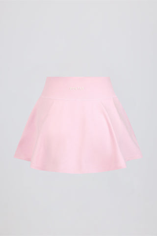 Brushed Jersey Crossover Mini Skort in Pale Pink Marl