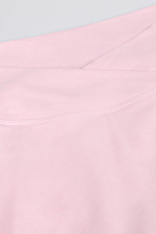 Brushed Jersey Crossover Mini Skort in Pale Pink Marl