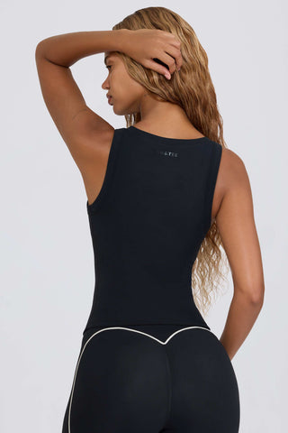 Soft Active V-Neck Tank Top in Black