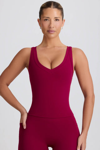 Soft Active V-Neck Tank Top in Burgundy