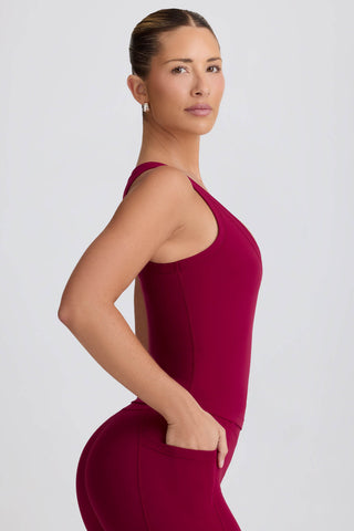Soft Active V-Neck Tank Top in Burgundy