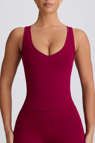 Soft Active V-Neck Tank Top in Burgundy