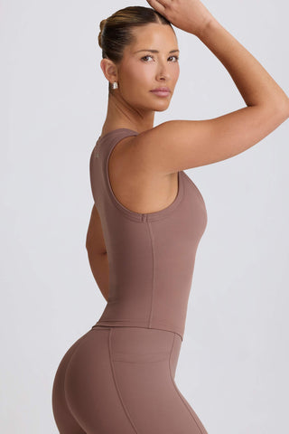 Soft Active V-Neck Tank Top in Mocha