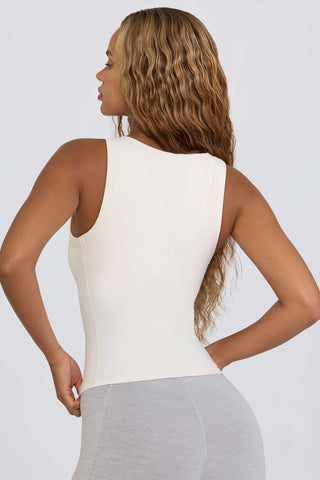 Soft Active V-Neck Tank Top in White