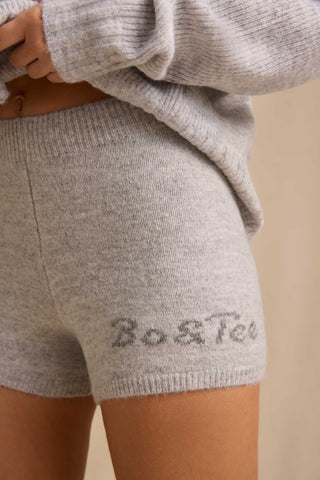 Mid-Rise Knit Mini Shorts in Ice Marl