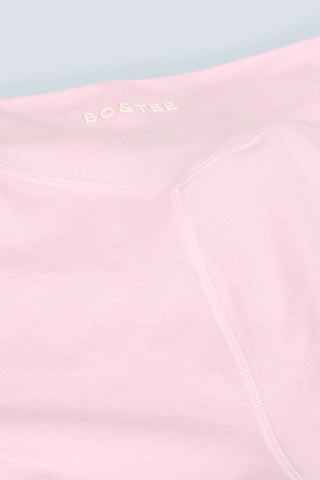 Brushed Jersey Ruched Flared Trousers in Pale Pink Marl