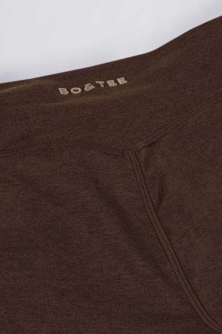 Brushed Jersey Ruched Flared Trousers in Pecan Marl