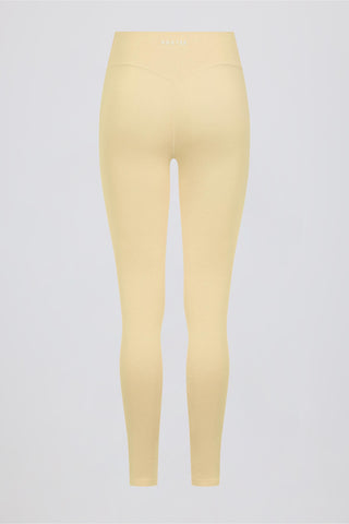 Brushed Jersey Ruched Mid-Rise Leggings in Lemon Marl