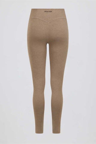Brushed Jersey Ruched Mid-Rise Leggings in Mocha Marl