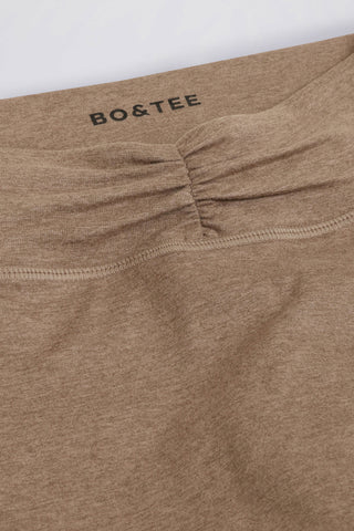 Brushed Jersey Ruched Mid-Rise Leggings in Mocha Marl