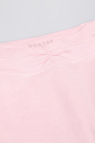 Brushed Jersey Ruched Mid-Rise Leggings in Pale Pink Marl