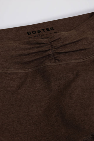 Brushed Jersey Ruched Mid-Rise Leggings in Pecan Marl