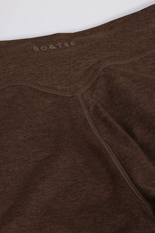 Brushed Jersey Ruched Mid-Rise Leggings in Pecan Marl