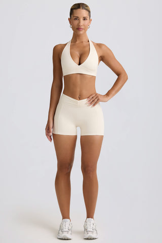 Ruched Mini Shorts in Ivory Marl