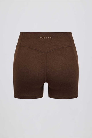Ruched Mini Shorts in Pecan Marl