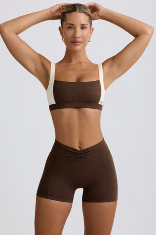 Ruched Mini Shorts in Pecan Marl