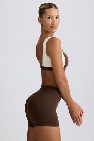 Ruched Mini Shorts in Pecan Marl