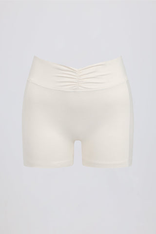 Ruched Mini Shorts in Ivory Marl