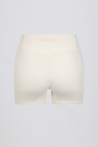 Ruched Mini Shorts in Ivory Marl