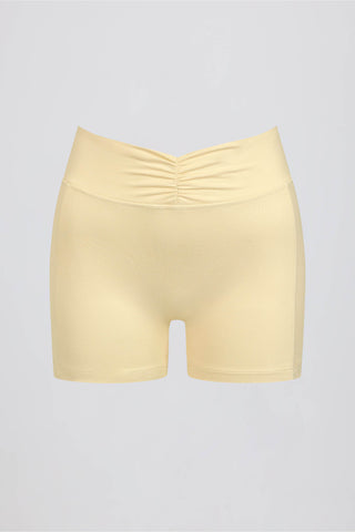 Ruched Mini Shorts in Lemon Marl