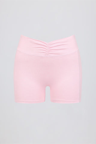 Ruched Mini Shorts in Pale Pink Marl