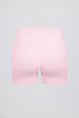 Ruched Mini Shorts in Pale Pink Marl