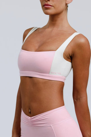 Contrast Sports Bra in Pale Pink Marl