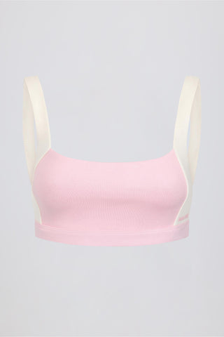 Contrast Sports Bra in Pale Pink Marl