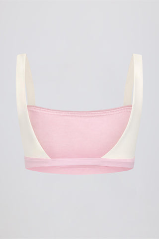 Contrast Sports Bra in Pale Pink Marl