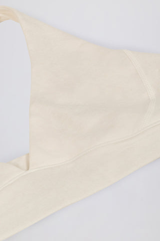 Brushed Jersey V-Neck Sports Bra in Ivory Marl