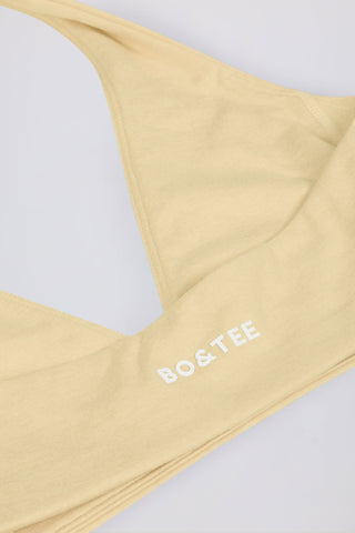 Brushed Jersey V-Neck Sports Bra in Lemon Marl