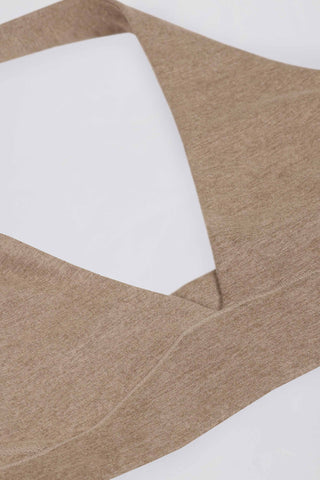 Brushed Jersey V-Neck Sports Bra in Mocha Marl