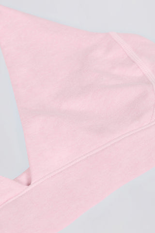 Brushed Jersey V-Neck Sports Bra in Pale Pink Marl