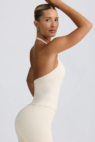 Wrap Halterneck Tank Top in Ivory Marl