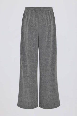 Textured Cotton Button Low-Rise Wide-Leg Joggers in Dark Grey