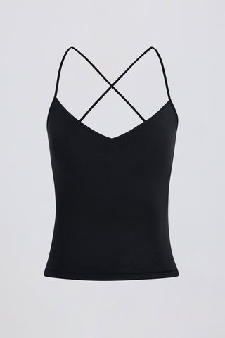 Cross-Back Tank Top in Black