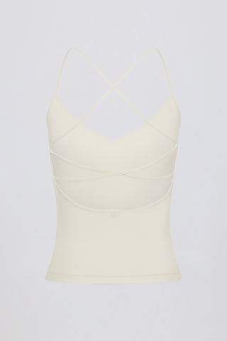 Cross-Back Tank Top in Cream