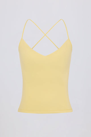 Cross-Back Tank Top in Lemon