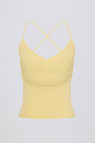 Cross-Back Tank Top in Lemon