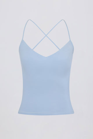 Cross-Back Tank Top in Sky