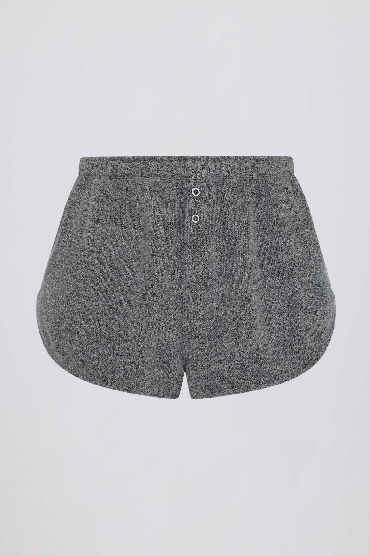 Button-Detail Mid-Rise Shorts in Dark Grey