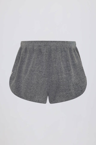Button-Detail Mid-Rise Shorts in Dark Grey