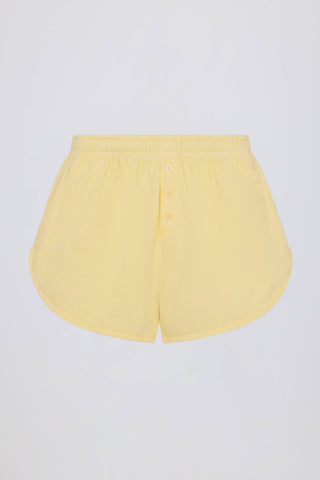Button-Detail Mid-Rise Shorts in Lemon