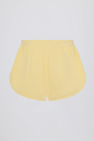 Button-Detail Mid-Rise Shorts in Lemon