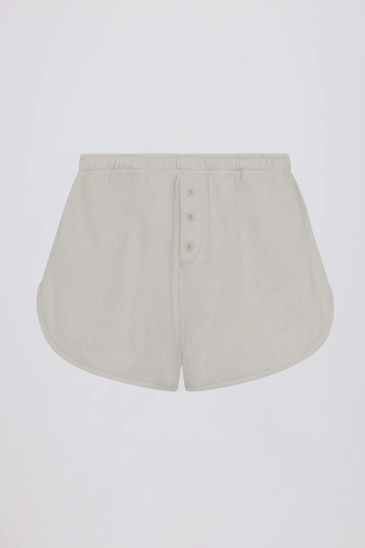 Button-Detail Mid-Rise Shorts in Light Grey