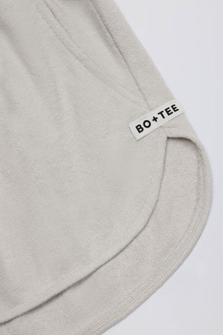 Button-Detail Mid-Rise Shorts in Light Grey