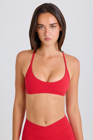 Soft Active Racerback Sports Bra in Strawberry Red