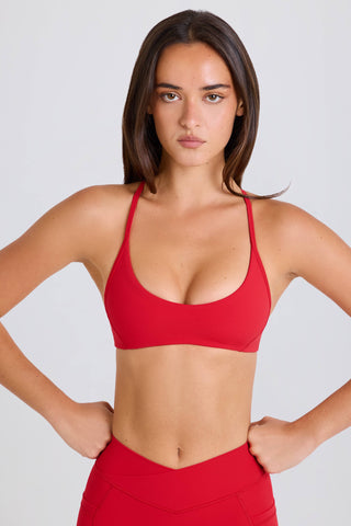 Soft Active Racerback Sports Bra in Strawberry Red