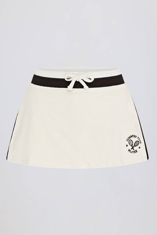 Terry Towelling Drawstring Skort in Ivory